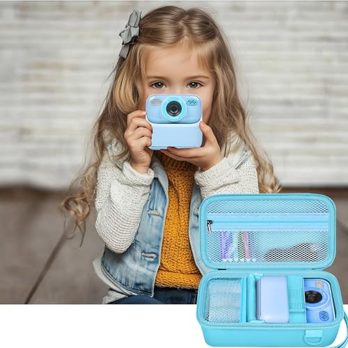 Image of Leayjeen Kids Camera Case Compatible with Cimizi /Gofunly /Aasonida /CAMCLID /LETSHAHA Kids Instant Print Camera, Kids Instant Camera for 1080P Printed Photos,Birthday Gifts for Kids-Blue(Case Only)