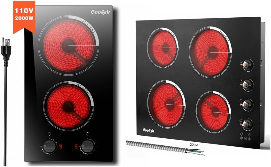 2 Burner Electric Cooktop 110v and 4 Burner Electric Cooktop