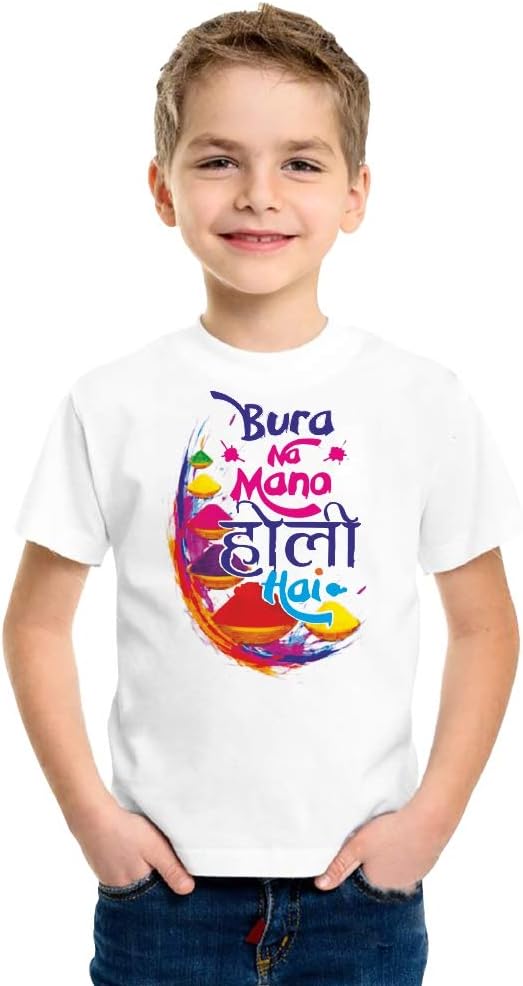 TOXI Holi T-Shirt for Kids Printed Bura Na Mano Holi Hai Colorful Design T-Shirts