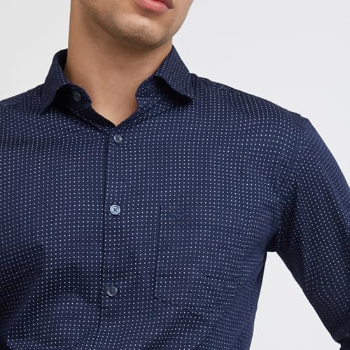 Image of Park Avenue Men's Pure Cotton Print Pattern Slim Fit Cut Away Collar Full Sleeve Casual Shirt