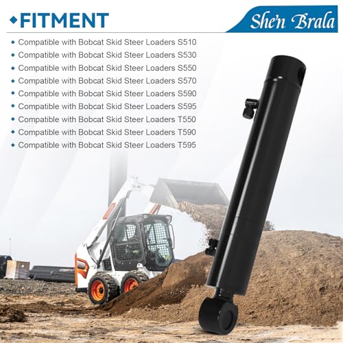Image of 7338638 Hydraulic Bucket Tilt Cylinder Fit for Bobcat S510 S530 S550 S570 S590 S595 T550 T590 T595 Loaders Excavator,Rod: 1-1 /2″; Bore: 2-3 /4″; Stroke: 12-7 /8″
