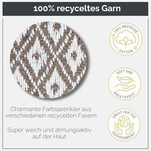 Emma Barclay Casablanca Scandi Überwurf, gewebt, recycelt, Baumwolle, für Sofa, Sofa, Bett, 50 x 60 cm, Taupe – Ansicht 4