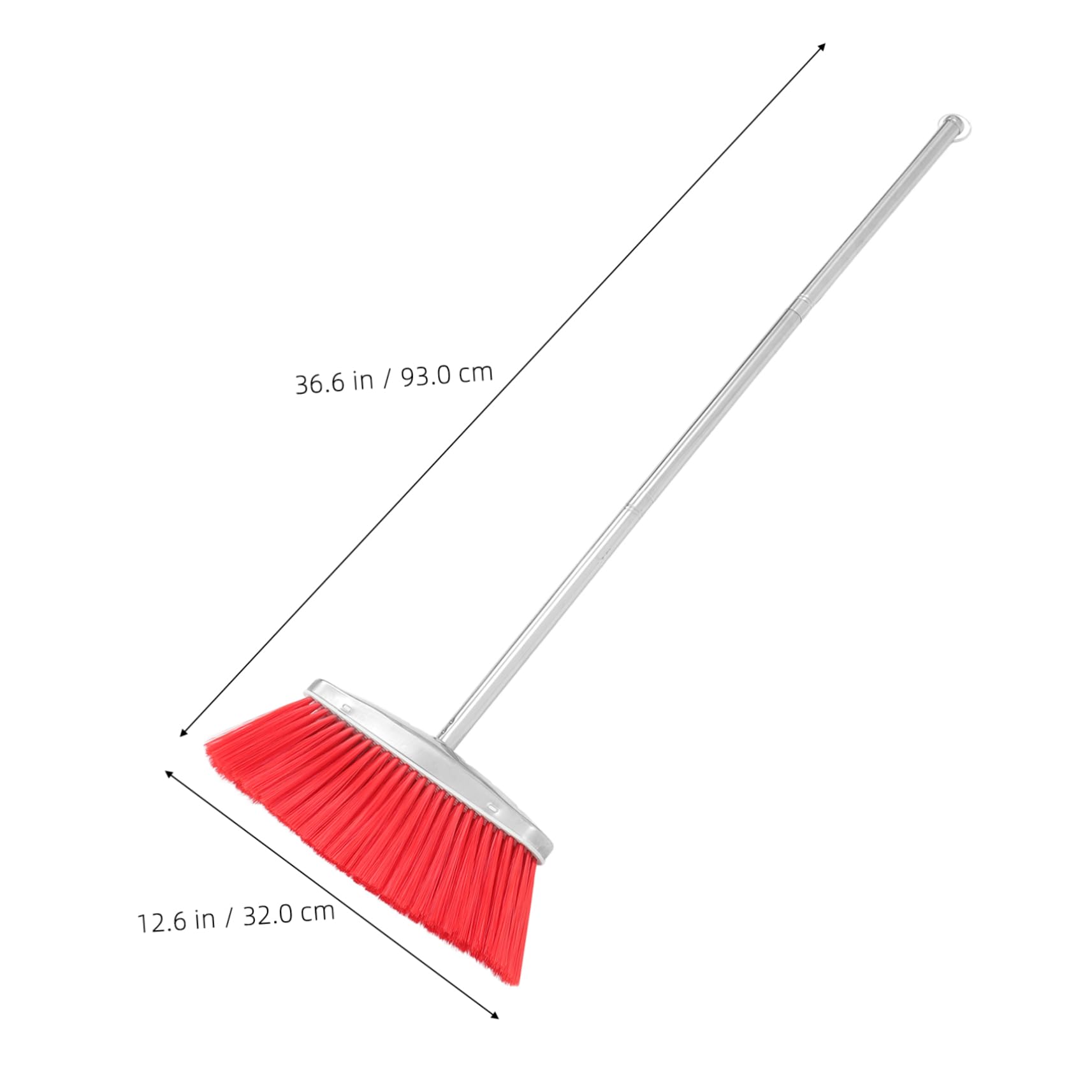 SHERCHPRY Scopa Domestica in Acciaio Inox con Setole Morbide, Rosso