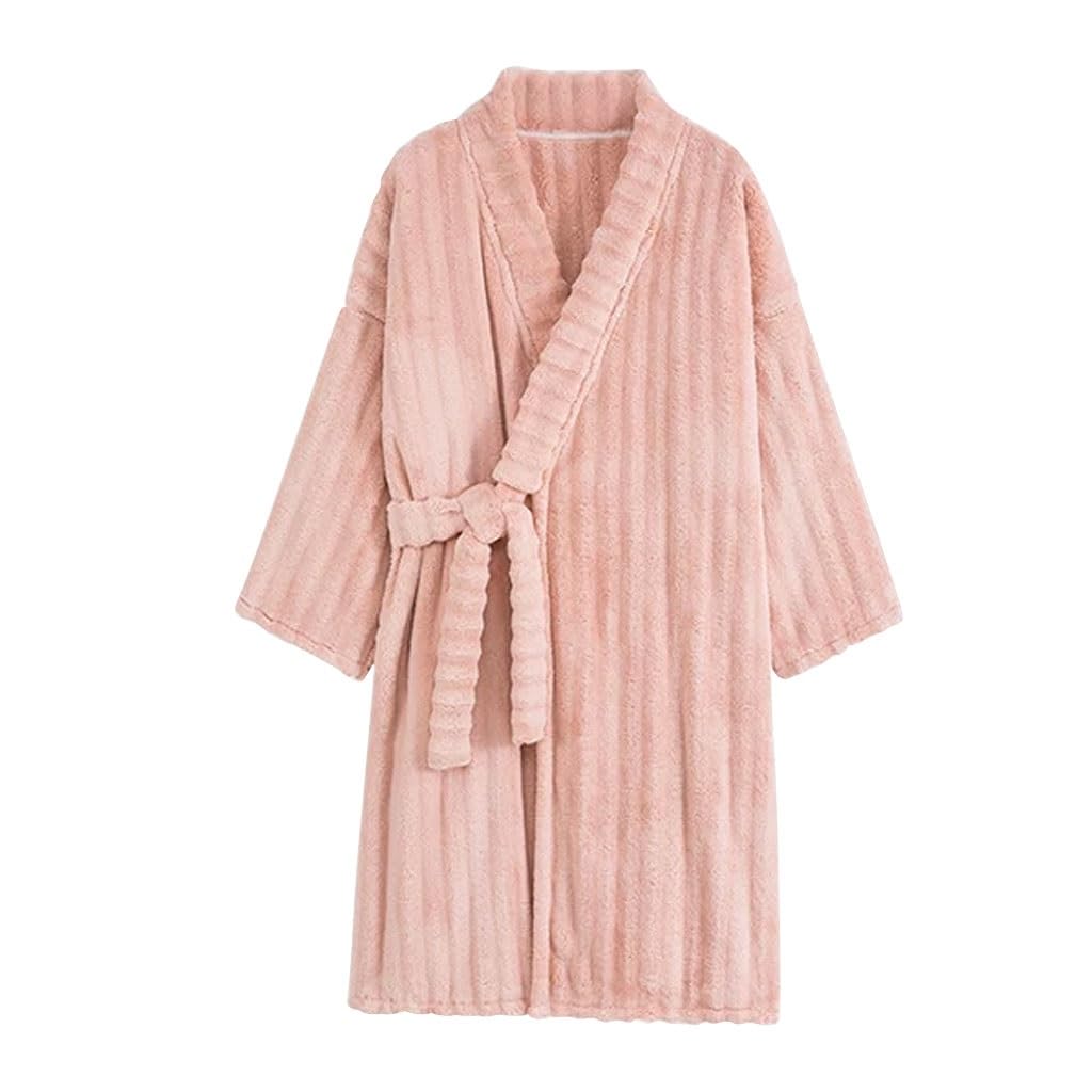 YCKEGEW Robe De Chambre Kimono En Coton 100 X 68 X 38 Cm Peignoir En Polaire Ultra-doux, Robe De Chambre Longue Pour Les Jours Froids, Peignoir De Spa, Vêtement De Nuit