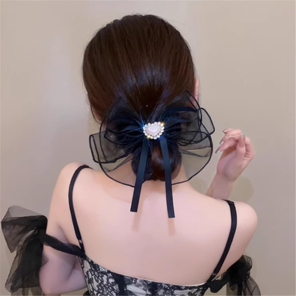 Cravate for cheveux style coréen avec maille et perles pour élastique gros intestin tendance