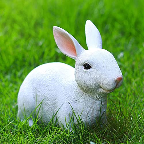 Figurine de lapin blanc de Pâques ornement résine étanche extérieur - 7