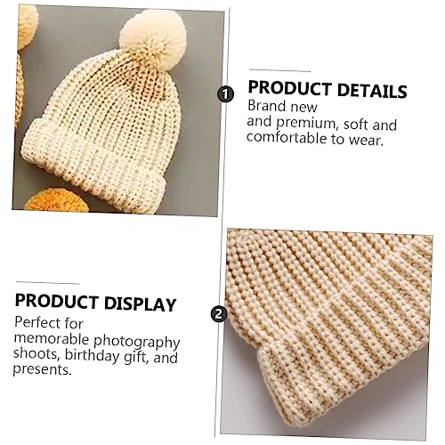 VALICLUD 1Pc Thick Warm Knitted Cap for Cute Woolen Hat Fits for Cold Weather for Indoor and Outdoor Wear Present for Boy Girl Beige4