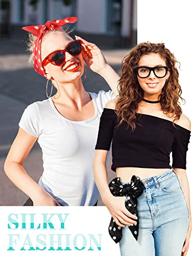 Boyiee 3 Pcs 1950s Vintage Scarf Women Chiffon neckerchief Retro Square Neck Head Hair Scarf Purse Neckerchief 6