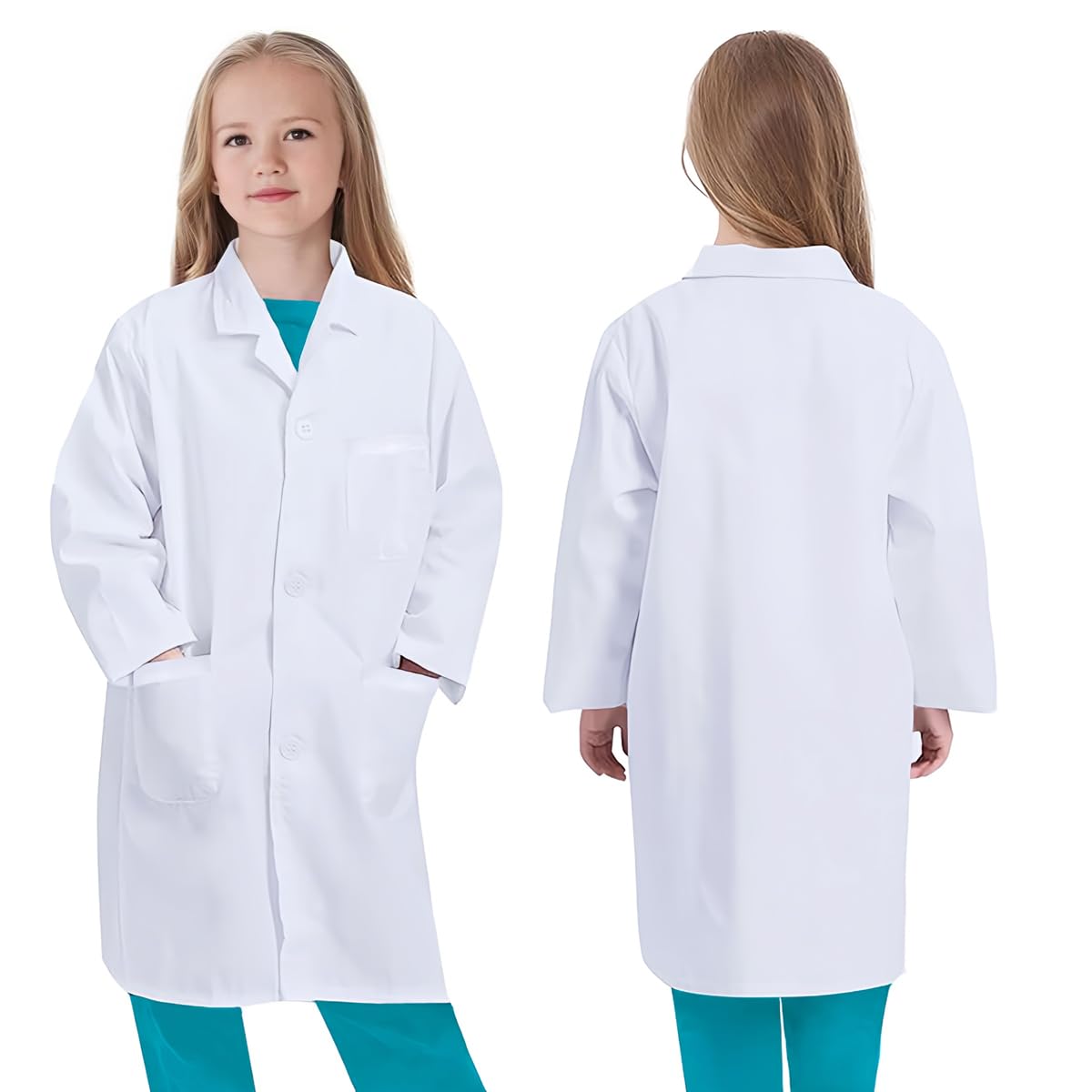 Bata Laboratorio Algodón Blanca Manga Larga Niño Niña Disfraz Científico Médico Enfermera Doctor