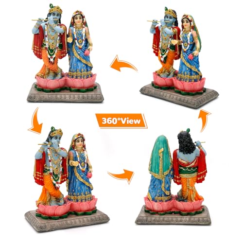 Estatua Dios Hindú Radha Krishna 14.5 cm Polystone Multicolor miniatura 2