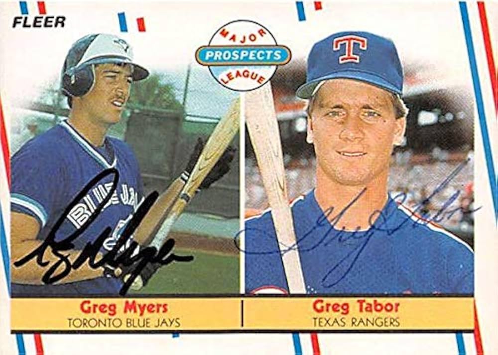 Greg Myers Greg Tabor autographed baseball card 1988 Fleer #644 Greg Myers Greg Tabor autographed baseball card 1988 Fleer #644