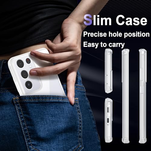 Image of Case for Samsung Galaxy S21 Ultra, Military Grade Drop Protection Phone Case, Yellowing Resistant, Anti-Scratch Hard PC Back, Shockproof Hard Ultra-Thin Protective Cover, Clear