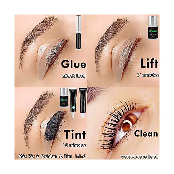 Libeauty Eyelash Lift and Color Kit Brow Lamination with Black Lash Perm Quick Lifting & Voluminous Coloring with Complete Tools DIY Use at Home & Salon Supplies