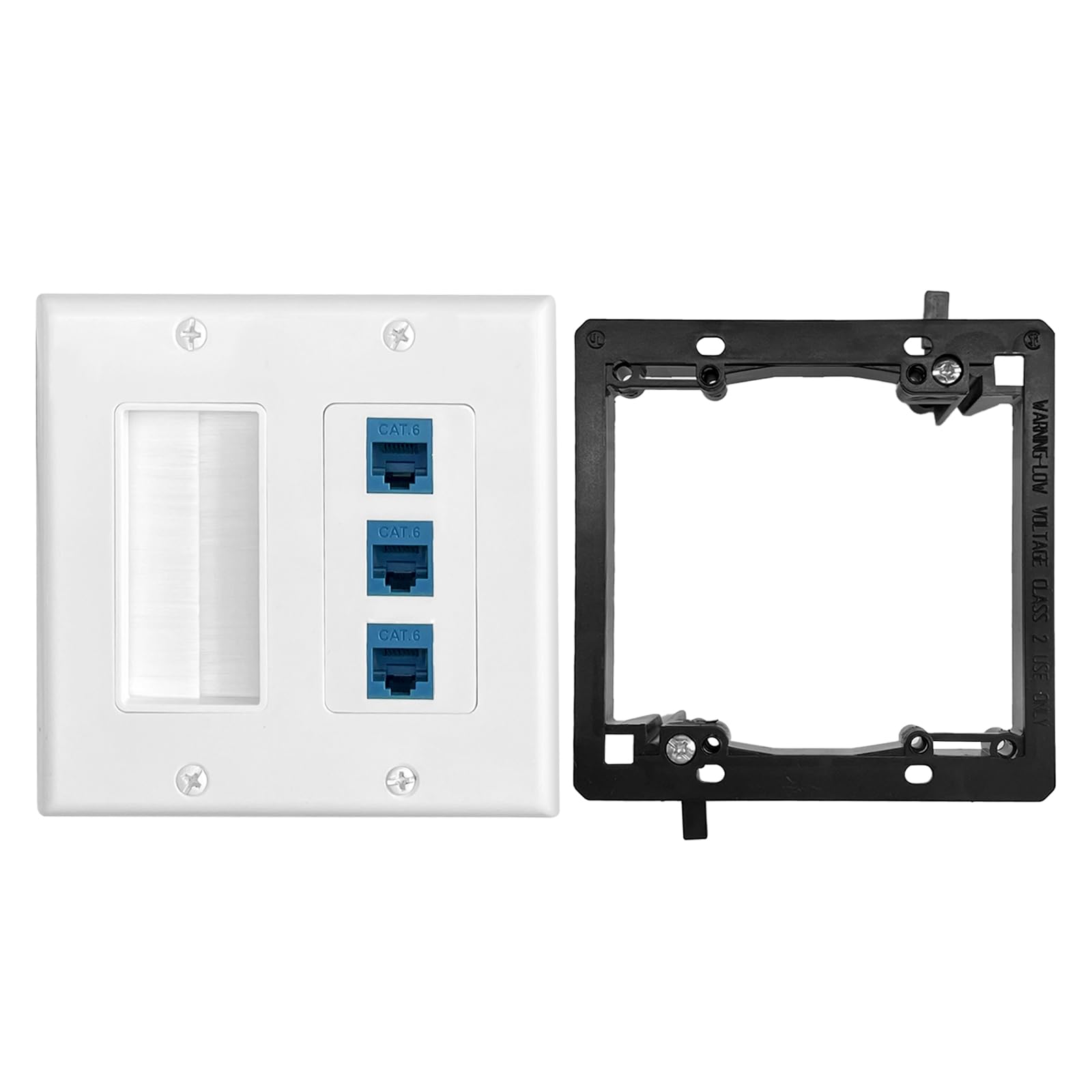 Plateau (英) 2枚 Amazon.com: 2 Gang Brush Wall Plate and 3-Port Cat6 Ethernet, RJ45