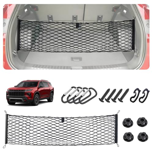 Image of Envelope Style Cargo Net for 2018-2025 2026 Chevy Traverse Accessories, Rear Trunk SUV Mesh Cargo Net, Upgraded 5mm Bungee & Double-Layer Nylon Storage Tailgate Netting Grocery&Tools Holder Organizer