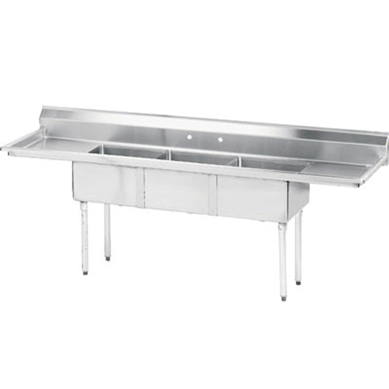 Economy 84" x 26" Triple Fabricated Bowl Scullery Sink by Advance Tabco – Model FE-3-1620-18RL