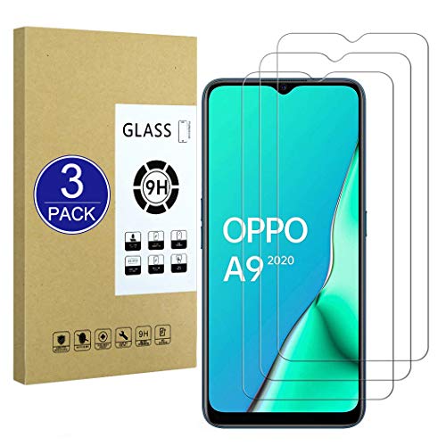 X-Dision [3 Piezas Compatible con Protector de Pantalla OPPO A9 2020/A5 2020,Película Protectora 2.5D[Dureza 9H,Compatible con Estuches,A Prueba Roturas] Premium Película Vidrio Templado
