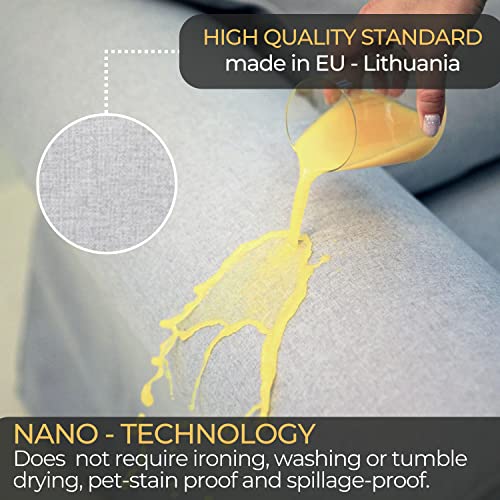Comfortly | Cover For Farlov 3 Seat Sofa, Replacement Slipcover, Heavy Duty 6 Pcs Cover, Pets And Stain Proof Durable Nano-Tech Fabric, Easy To Clean & Replace (Cashmere Blends - Silver) #TOP3