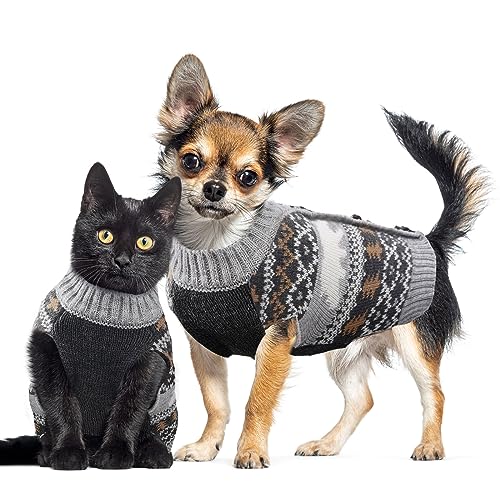 ABRRLO Dog Christmas Jumpers V neck Grey Puppy Cat Sweaters Cute Polar Bear Knitted Pet Clothes Xmas Costume Apparel for Small Medium Large Dogs(White Bear,L) - Image 2