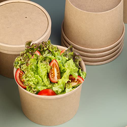 Image of Wuadua 25 Pack 12oz Paper Soup Cups with Lids Disposable Ice Cream Cups | Paper Dessert Cups with Lids Disposable Soup Cups Microwavable and Freezer Safe To Go Bowls with Lids for Hot, Soup Ice Cream