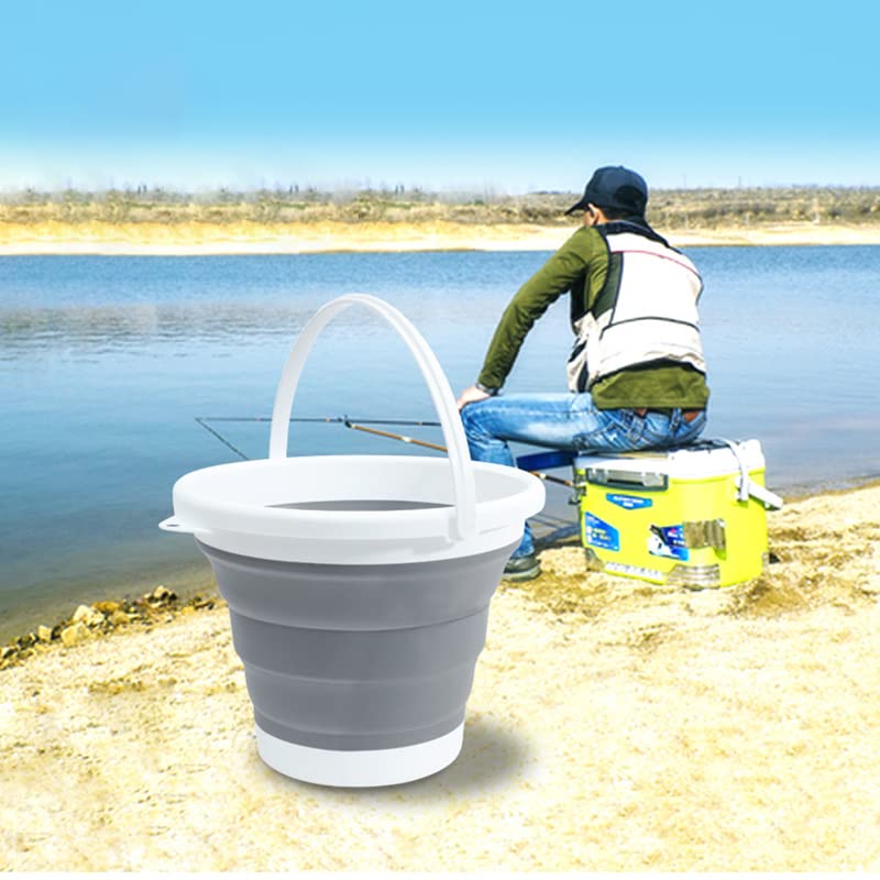 Secchio Pieghevole Portatile In Silicone - 3/10 Litri - Con Gancio - Ideale Per Campeggio, Casa, Giardino