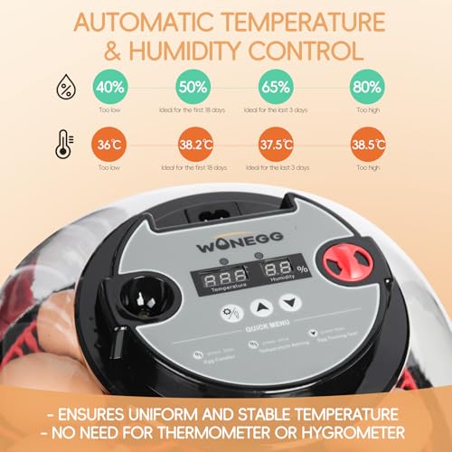 12 Egg Incubator with Automatic Turning, Humidity Control, LED Egg Candler, and Auto Water Addition, for Hatching Chicken, Goose, Duck, Quail, Pigeon (12 Egg Incubator Pro) - Image 3