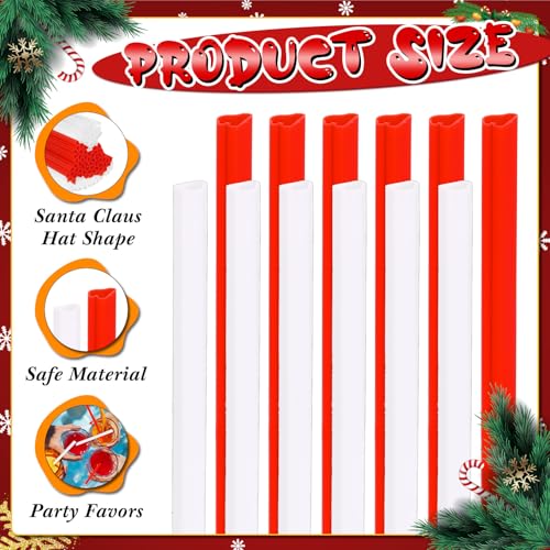 Pitillos plásticos desechables 100 pcs rojo y blanco miniatura 3