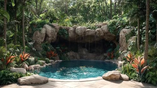 DIY 5D Adultos y principiantes Diamante Pintura Arts Taladro Completo Kits Diamond Painting Piscina Flores Arboles Imagen Pintura Para Decoración Pared Hogar Taladro Cuadrado 55x100cm AD2564