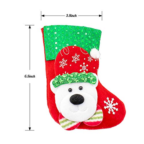 Christmas Stockings, 5 Pack 6 Inch 3D Classic Christmas Stocking Hanging Decoration Santa Snowman Reindeer Xmas Character for Holiday Party Decoration - Thumbnail 3