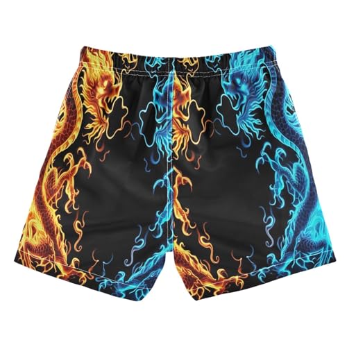 Swimming Shorts for Boys, Anti-Chafe Swim Trunks Boys 2 T, Dragons Flames Black2