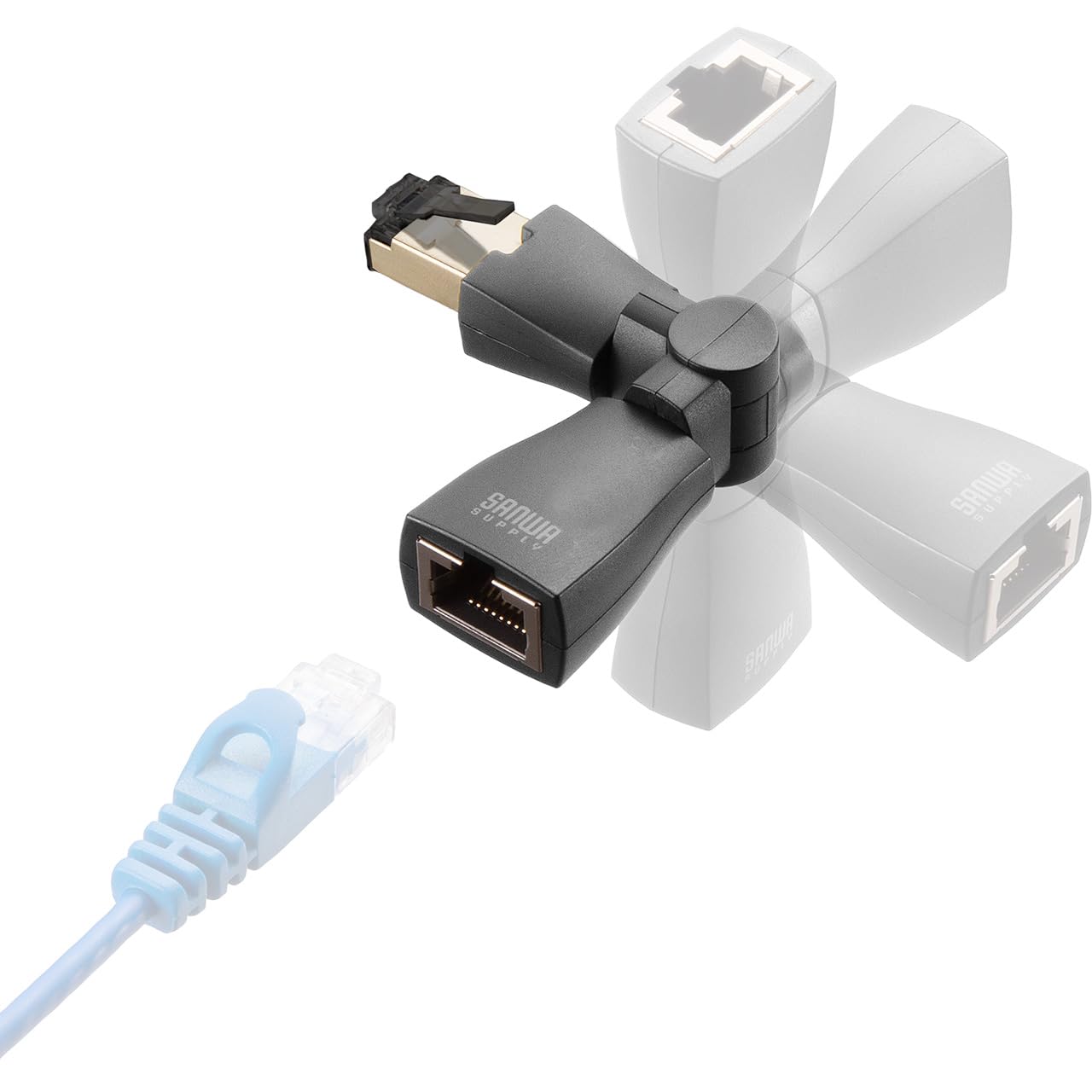 Amazon.co.jp: サンワダイレクト LAN 変換アダプタ 回転式 RJ-45 CAT6a