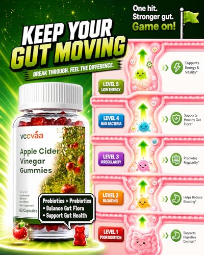 Image of Probiotic Fiber Gummies, Fiber Supplement with 5 Billion CFU Probiotics for Women, Probiotic Gummies with Inulin, Soluble Fiber, ACV & Vitamins, Digestive Health Supplement for Adults, 60 Gummies