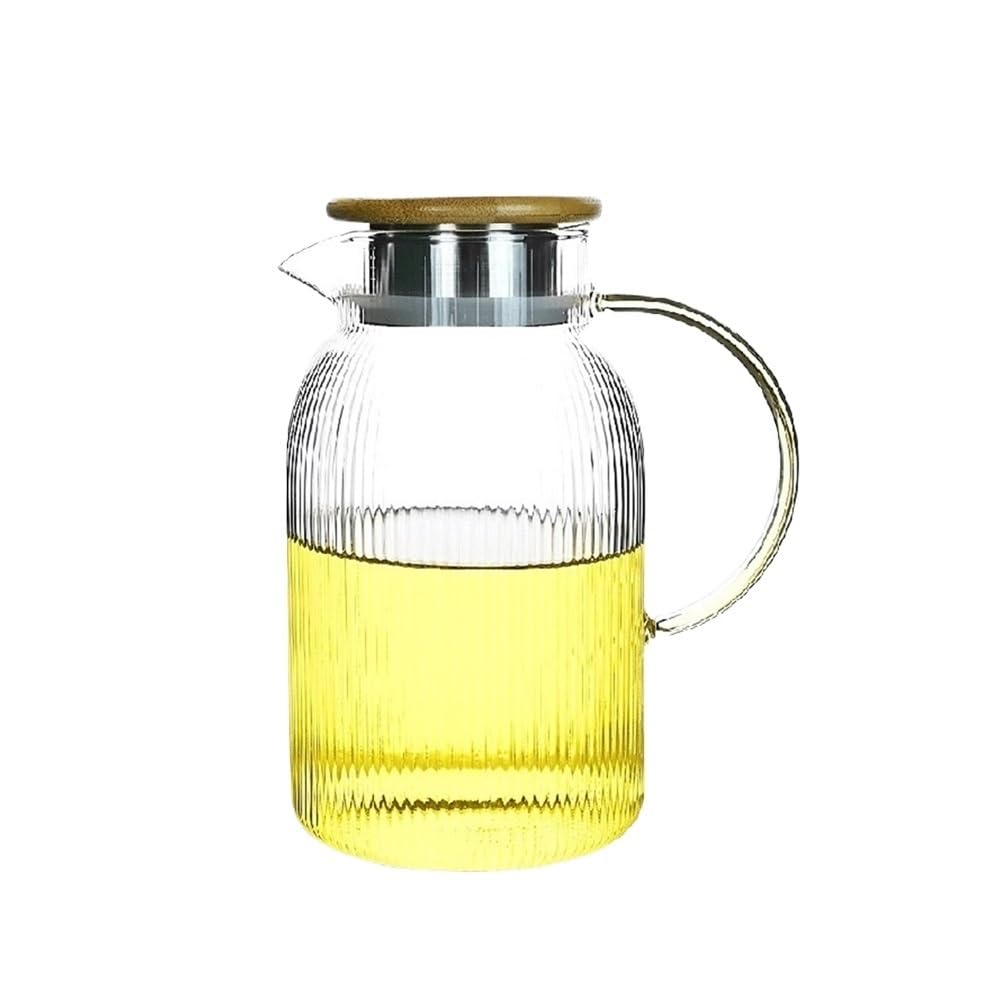 Jarra Jarra de agua vidrio 1500 ml con tapa asa | Tetera resistente al calor Hervidor de agua fría y caliente