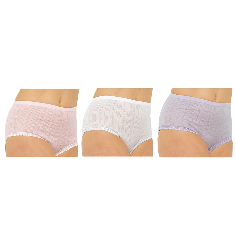 Undercover Ladies 3 Pack Pointelle Full Briefs BR773 Pastel 24-26