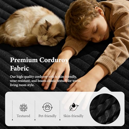 Image of 96 inch Sectional Couches for Living Room Cloud Couch Sofa with L-Shape Upholstered Boneless Couchs Modern Modular Sectional Couch with Chaise
