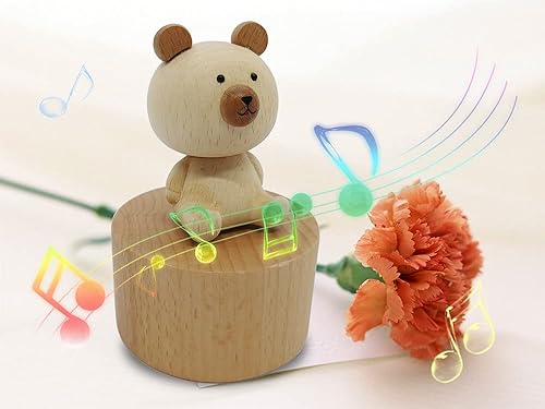 Miniatura 9 de LILYXIN Mini caja de música con diseño de pájaro pequeño, caja de música mecánica de madera, la caja de música de regalo que canta por mi lado, el