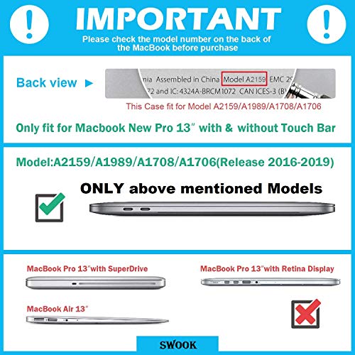 Image of SwooK PU Leather Surface case Cover for MacBook Pro 13 2019 2018 2017 2016 Release A2159 A1989 A1706 A1708 MacBook Cover case