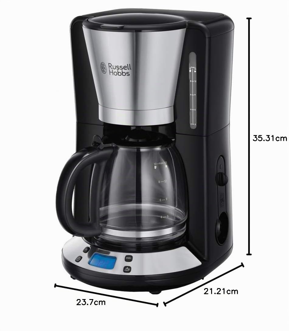 Russell Hobbs Macchina Caffè Americano, Timer programmabile, Spegnimento automatico, mantenimento in caldo, portafiltro rimovibile, antigoccia, 1.25 L, fino a 10 tazze, 1100 W,Victory 24030-56