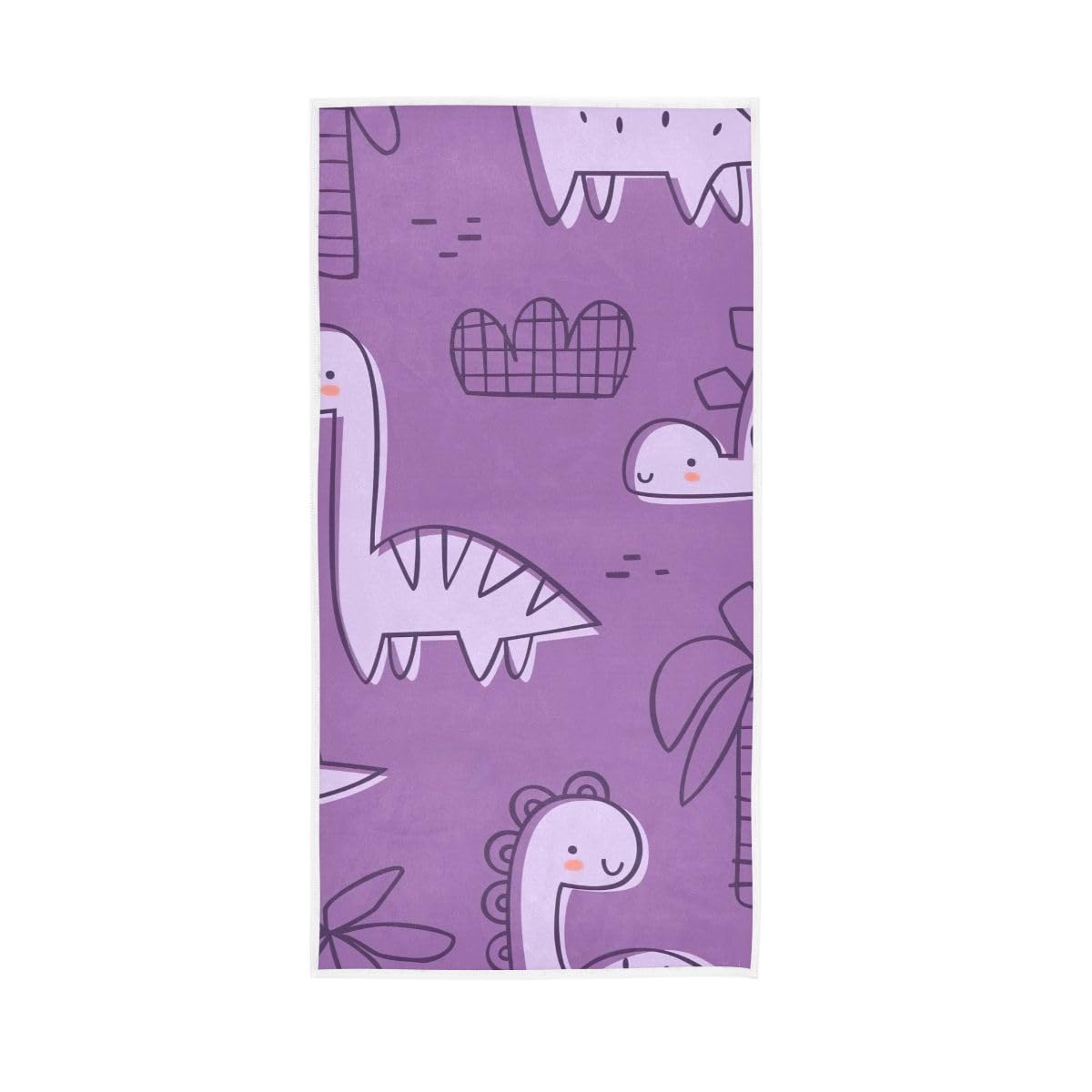 LSRCPD Doodle Cute Dino Purple Bathroom Hand Towels Decorative, Hand Towels for Bathroom, Travel, Camp, Hotel, Spa 15 x 30 Inches