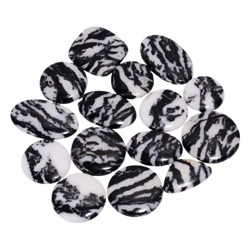 Natural Zebra JasperGemstone- Healing Crystals for DIY Jewelry Making -Loose Natural Cabochon -Perfect for Crafting Unique Jewelry Designs -Gift for Her, Mother and Wife (5 pcs, 25-35 mm) image 4