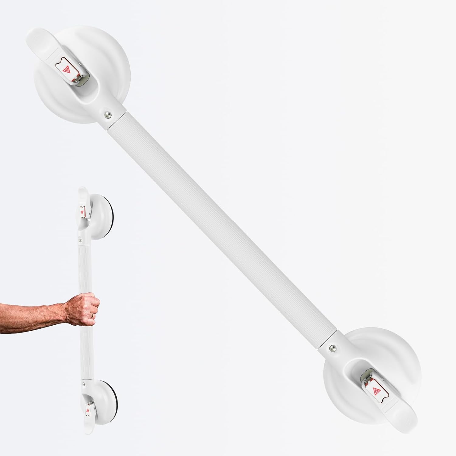 Shower Handle,Shower Handles with Strong Suction Cup Grab Bar,Bathroom Safety Grab Bar for Handicap Elderly Seniors and Disabled,White