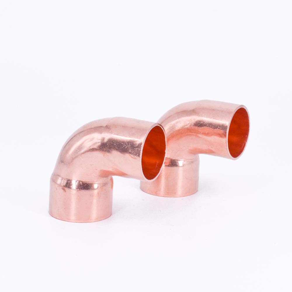 Codo de 90 grados de cobre con extremo macho de 1/2", 5/8", 3/4", 7/8", 1", 16, 19, 22, 28, 35, 42, 54, 67 y 76 mm for aire acondicionado.(76mm Wall 2.0mm)