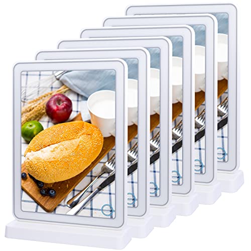 GUOKOFF A5 Soporte de Sobremesa (6 Unidades x Blanco), Soportes A5 Menú Póster, Menú Soporte en T, A5 Menu Soporte Doble Cara, Titular de Menú, Menu Soporte para Mesa, Restaurantes, Hotel, Tienda Cover