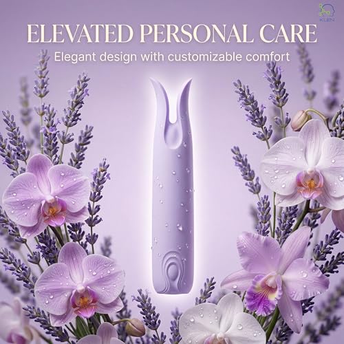 Image of KLEN Premium Silicone Massager - Ergonomic Dual-Tip Targeted Body Massager, Waterproof, Whisper-Quiet, USB Rechargeable Handheld Device for Muscle Relaxation & Tension Relief (Lavender)