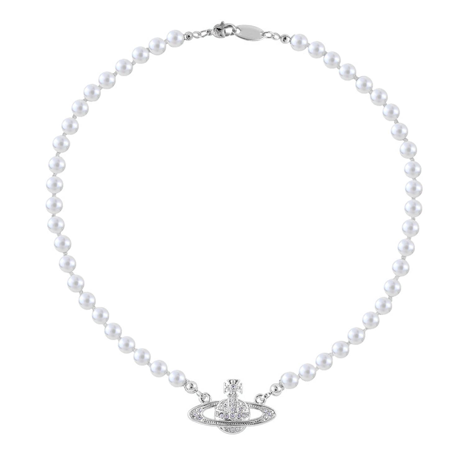 Golden Silver Saturn Pearl Necklace, Diamond White Pearl Necklaces Crystal Rhinestone Saturn Planet Necklace for Women and Girls Valentine's Day Girlfriend with Fashion Net Red Trend Choker Y3XQXL