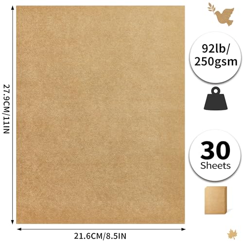 30 Sheets Brown Kraft Cardstock - 8.5'' x 11'' 92lb Cover Card Stock 250GSM Heavyweight Paper Thick Paper for Scrapbooking, Crafts, Business Cards, Invitations PAP05KP image 5