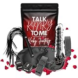 Erotik Geschenkset Wundertüte Geschenkbox Sexspielzeug für Paare, Talk Kinky To Me Überraschungspaket KINKY FANTASY Vibrator, Leder Handschellen, Flogger Peitsche, Augenmaske, Würfel, Nippel Sticker