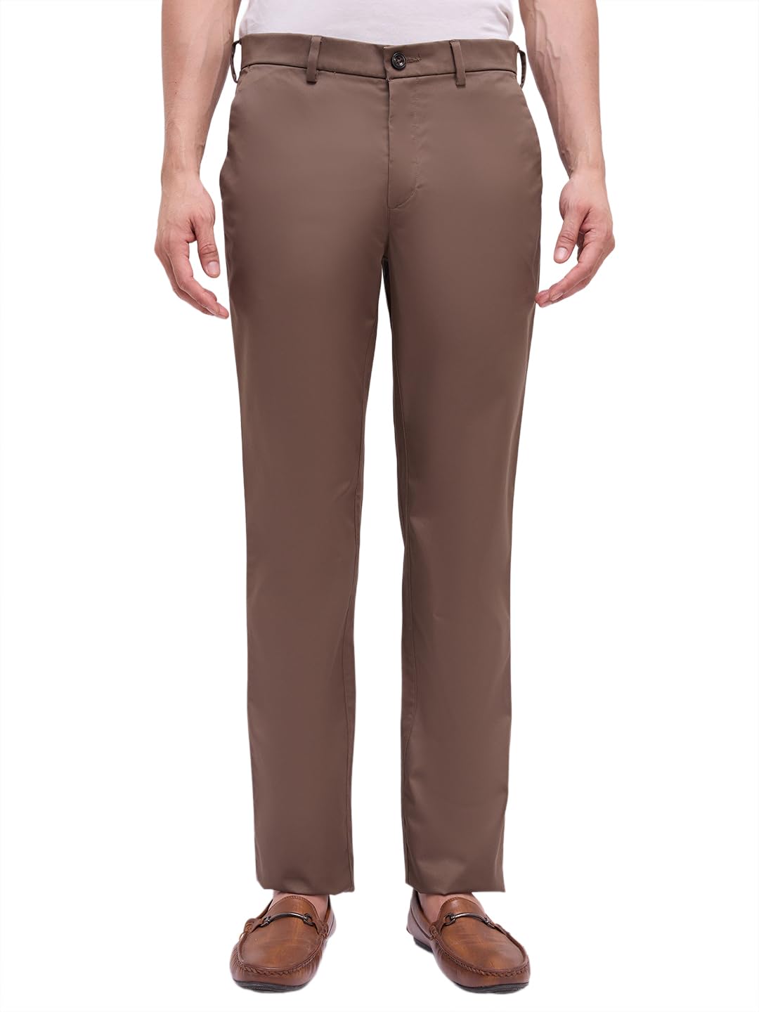 Men Regular Fit Twill Pattern Pure Cotton Single Pleat Casual Trouser-image-8