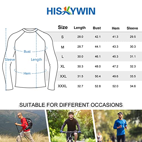 Hiskywin Men's Long Sleeve Shirts Lightweight Upf 50+ Sun Protection Spf Outdoor T-Shirts Fishing Hiking Running Tee Tops Hf101B-Blue-Xxl #TOP5