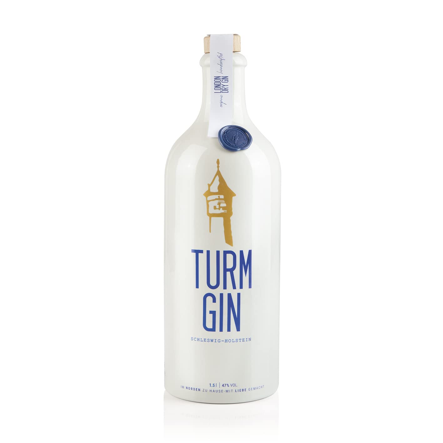TURM GIN London Dry Gin Magnum-Flasche 1,5L - Echt nordisch, echt gut. | In exklusiver Holz-Geschenkbox | Premium Bio-Gin aus Deutschland 47% | Holsteiner Cox & 15 norddeutsche Botanicals [1,5 Liter]